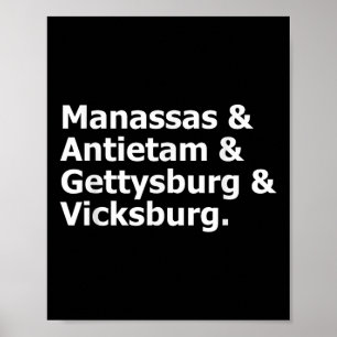 Affiche Batailles de guerre civile Manas Antietam Gettysbu