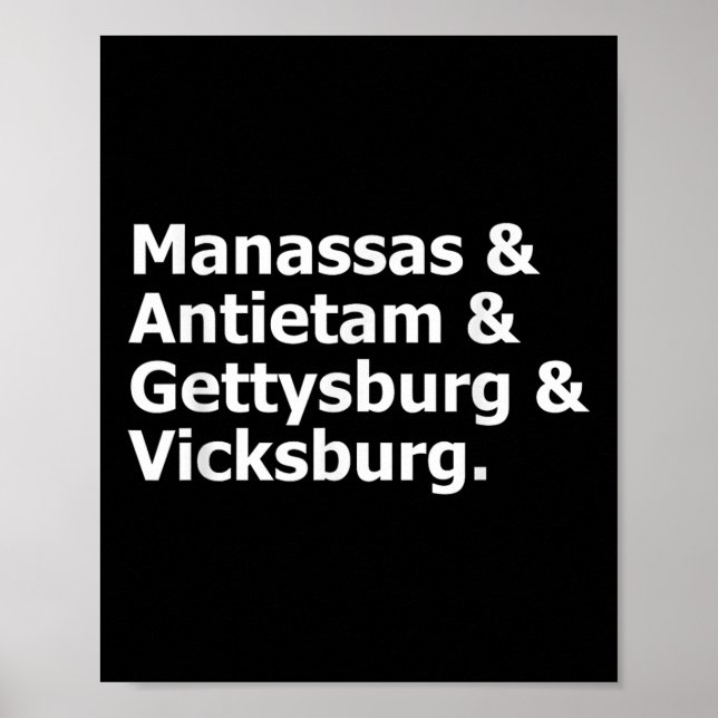 Affiche Batailles de guerre civile Manas Antietam Gettysbu (Devant)