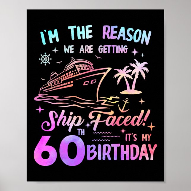 Affiche Bateau à 60 ans Croisière d'anniversaire 60 ans Cr (Devant)