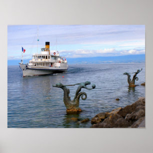 Affiche Bateau à aubes de Vevey, lac Léman 97