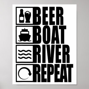 Affiche Bateau à bière de rivière Répéter la vie de boisso