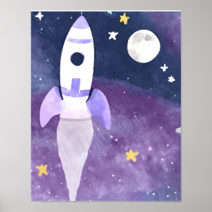 Affiche Bateau à fusée dans l'espace