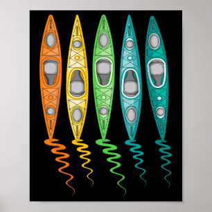 Affiche Bateau à kayak coloré Voyage en rivière extérieure