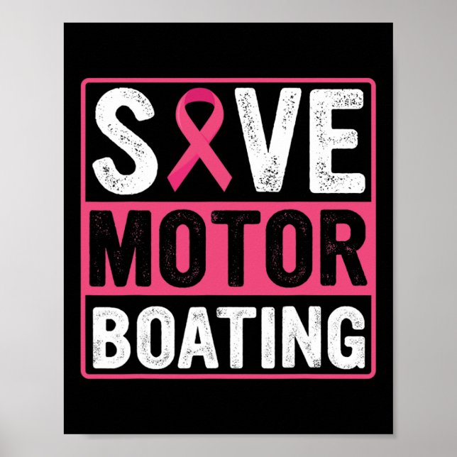 Affiche Bateau à moteur Cancer du sein Ruban rose (Devant)