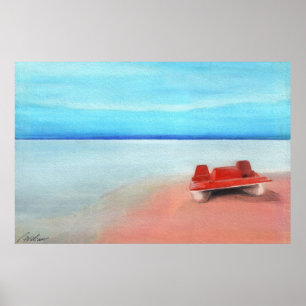 Affiche Bateau à pédales sur Sables roses
