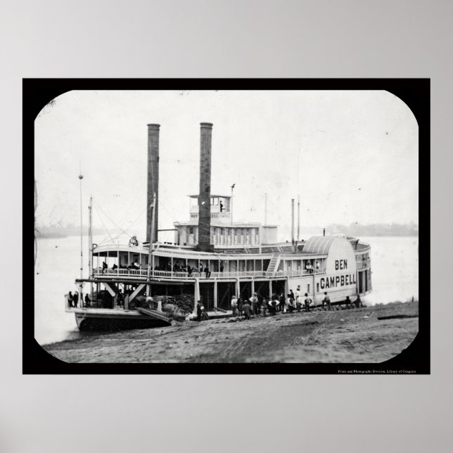Affiche Bateau à vapeur Ben Campbell Daguerreotype 1852 (Devant)