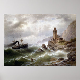 Affiche Bateau à vapeur d'Albert Rieger outre de la côte
