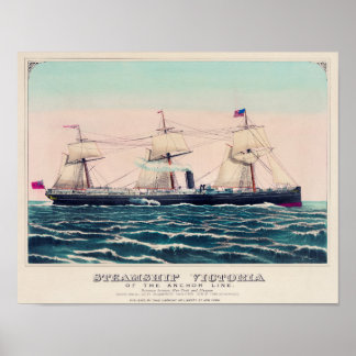 Affiche Bateau à vapeur Victoria de la ligne d'Ancres, 187