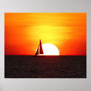 Affiche Bateau à voile à Sunset