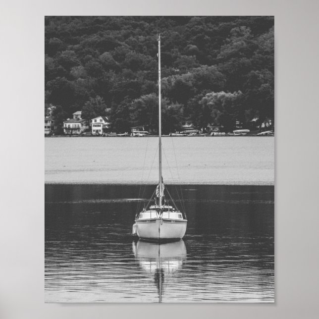 Affiche Bateau à voile dans le lac Conesus Archivage nauti (Devant)