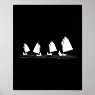 Affiche Bateau à voile de dériveur Laser Optimist Course à