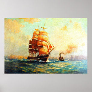 Affiche Bateau à voile et vapeur océanique