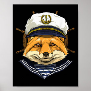 Affiche Bateau à voile Fox Capitaine Faune Forêt Fox