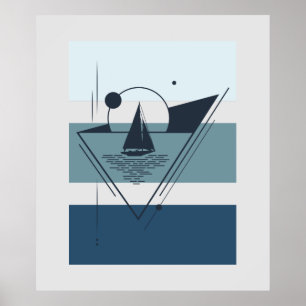 Affiche Bateau à voile géométrique Art moderne