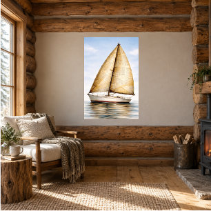 Affiche Bateau à voile nautique vintage