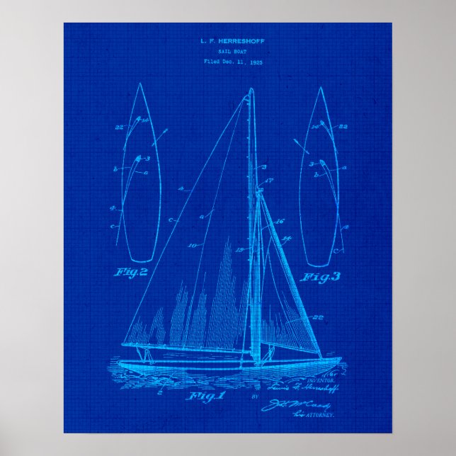 Affiche Bateau à voile no 1 Plan directeur des brevets (Devant)
