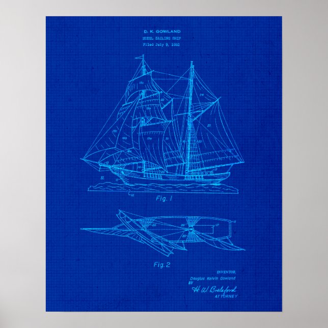 Affiche Bateau à voile no 2 Brevet Plan directeur Thème cô (Devant)