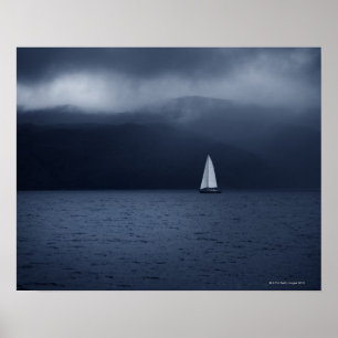 Affiche Bateau à voile par temps orageux dans l'écossais