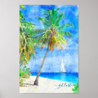 Bateau à voile Tropical Island Beach Palm Tree