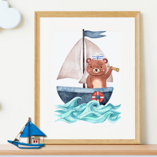 Affiche Bateau à voile Vagues Nautique Été Boy Nursery