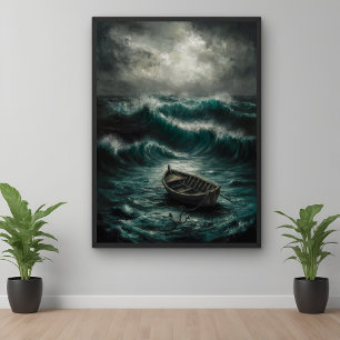 Affiche Bateau abandonné dans Stormy Waters Ocean Art