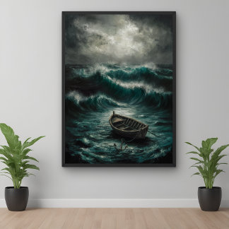 Affiche Bateau abandonné dans Stormy Waters Ocean Art