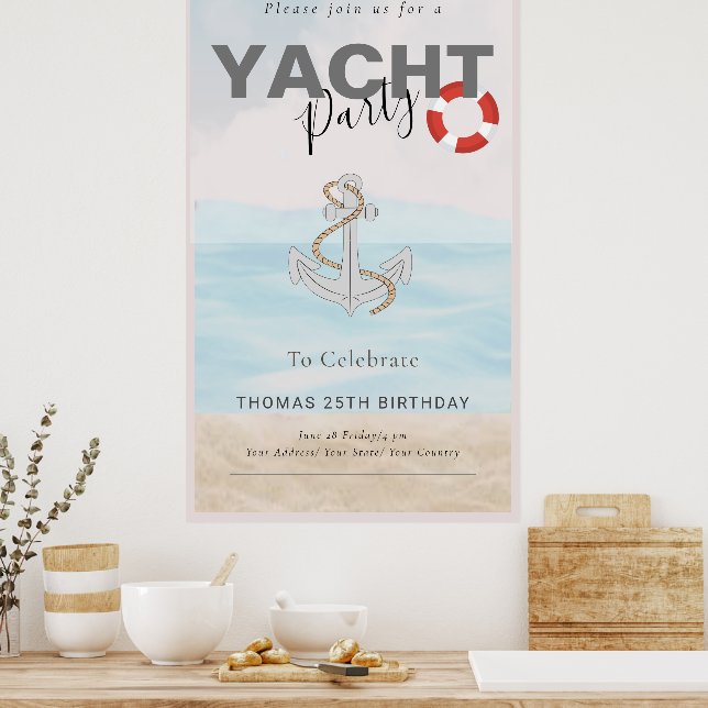 Affiche Bateau bateau bateau bateau croisière fête d'anniv (Cuisine)