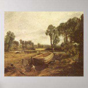 Affiche Bateau-bâtiment près de moulin de Flatford, John
