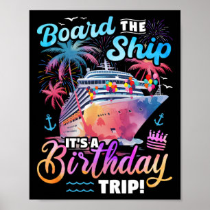 Affiche Bateau C'est un anniversaire Voyage croisière Vaca