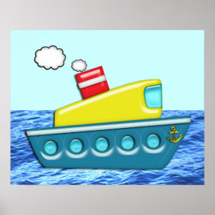 Affiche Bateau coloré pour enfants
