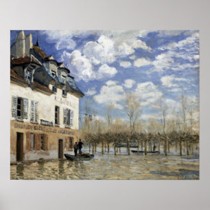 Affiche Bateau d'Alfred Sisley dans l'inondation au port