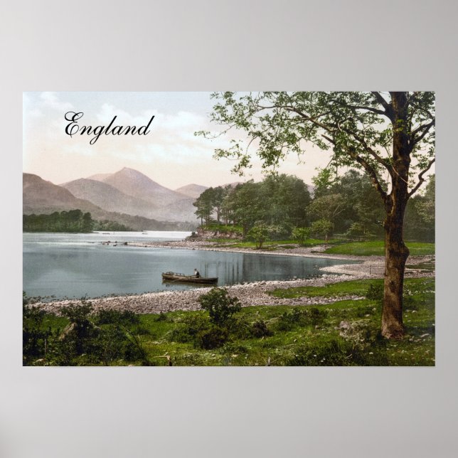 Affiche Bateau dans le Lake District, Angleterre (1900) (Devant)