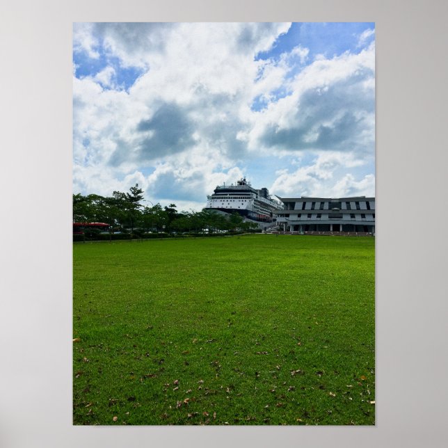 Affiche Bateau de croisière au port de Singapour avec term (Devant)