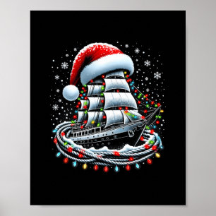 Affiche Bateau de croisière de navigation de Noël entouré 