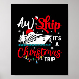 Affiche Bateau de croisière de Noël de voyage de lumières