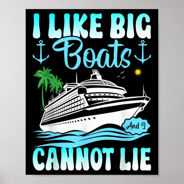 Affiche Bateau de croisière drôle j'aime les gros bateaux  (Devant)