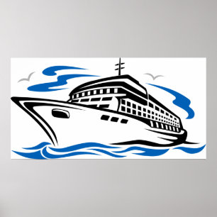 Affiche Bateau de croisière sur les vagues océaniques Voya