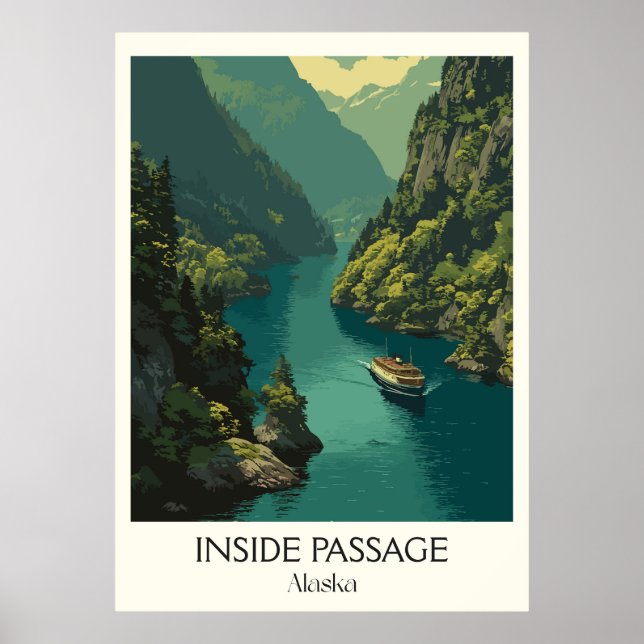 Affiche Bateau de fjord Inside Passage Alaska (Devant)