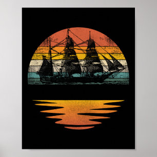 Affiche Bateau de navigation nautique vintage navire pirat