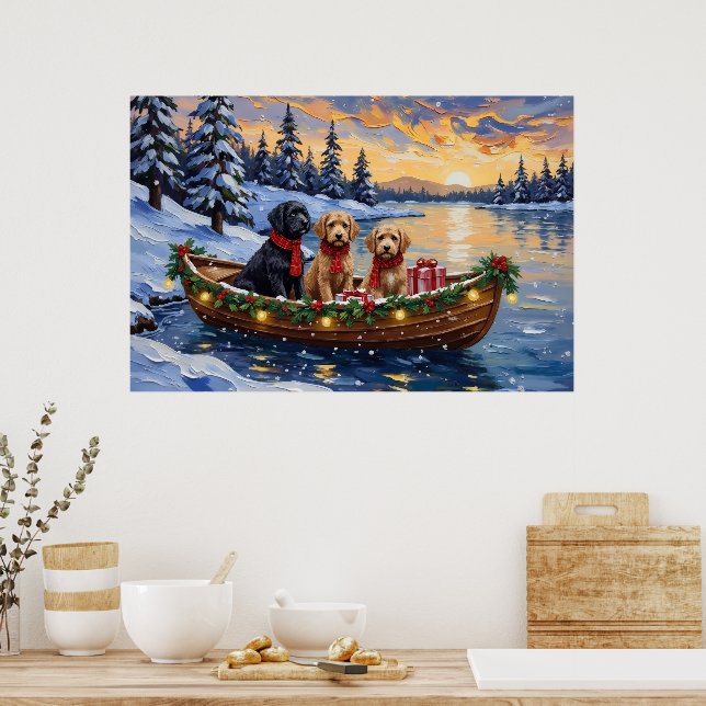 Affiche Bateau de Noël Bernedoodle pour les Fêtes (Cuisine)
