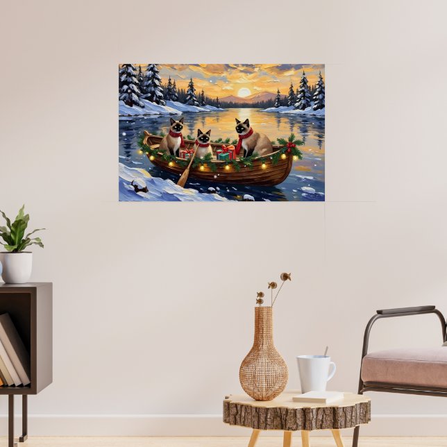 Affiche Bateau de Noël de chat siamois pour les fêtes (Salon 3)