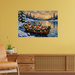 Affiche Bateau de Noël de Noël Bulldog