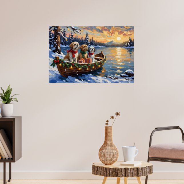 Affiche Bateau de Noël du Shih Tzu pour les Fêtes (Salon 3)