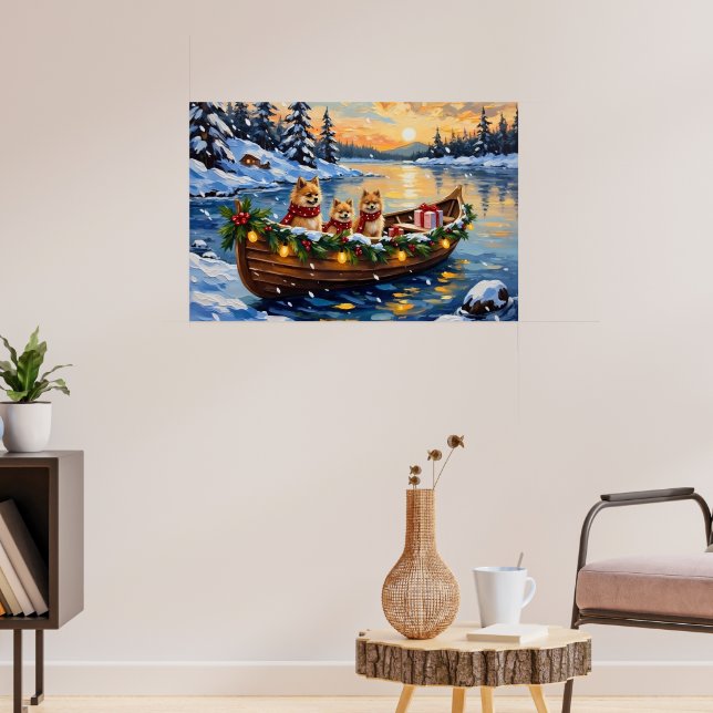 Affiche Bateau de Noël pour Pomeranian pendant les Fêtes (Salon 3)