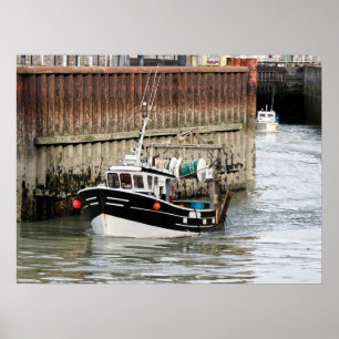 Affiche Bateau de pêche au Tréport en France