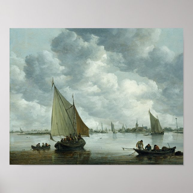 Affiche Bateau de pêche dans un estuaire, 1655 (Devant)