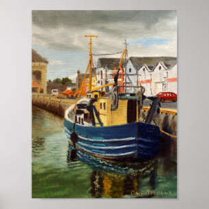 Affiche Bateau de pêche de la ville panoramique de Galway