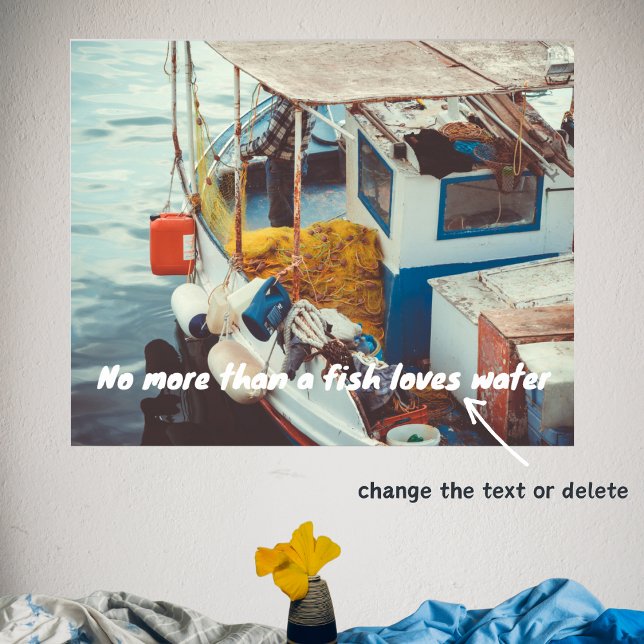 Affiche Bateau de pêche en bord de mer Méditerranée (Créateur téléchargé)