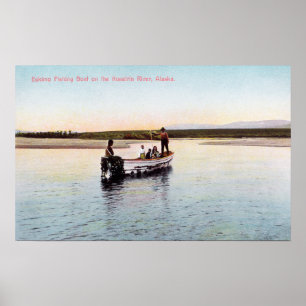 Affiche Bateau de pêche esquimau sur la rivière