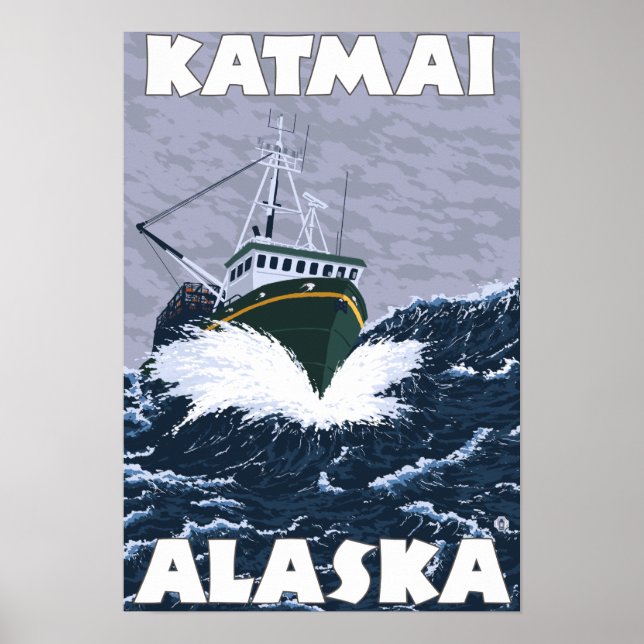 Affiche Bateau de pêche - Katmai, Alaska (Devant)